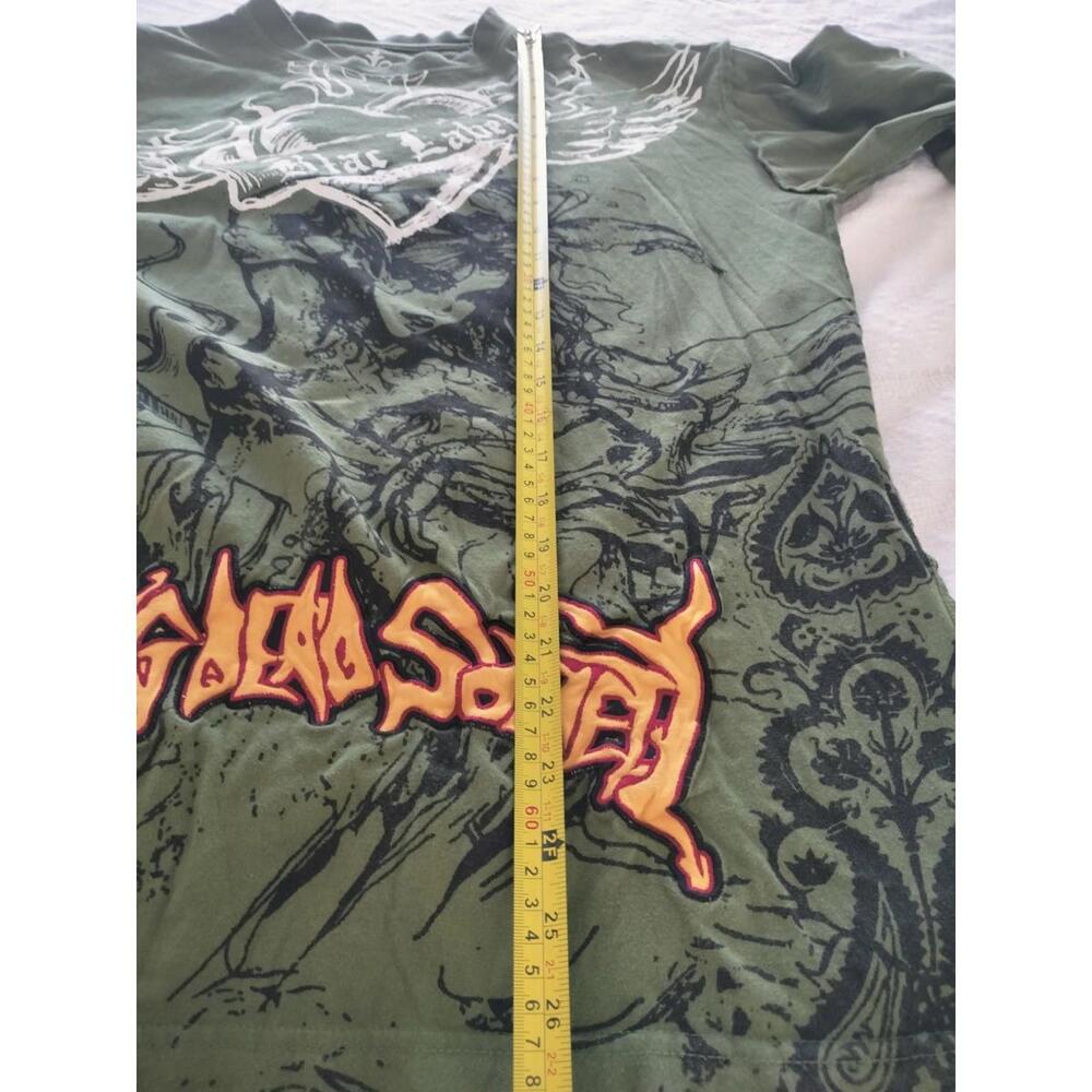 VTG Blac Label Premium Living Dead Society Long Sleeve Shirt XL Green Y2K Grunge - Picture 5 of 15